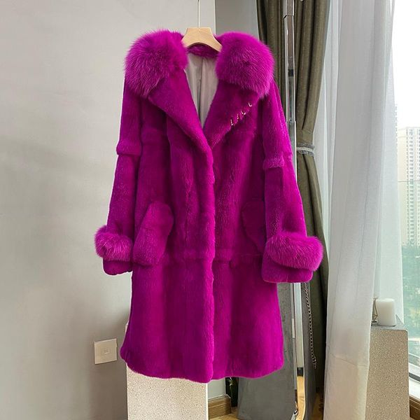 women's fur & faux 100cm rose red real rex coat for women with large collar and cuffs on sleeves jacket wedding, Black
women's fur & faux 100cm rose red real rex coat for women with large collar and cuffs on sleeves jacket wedding, Black