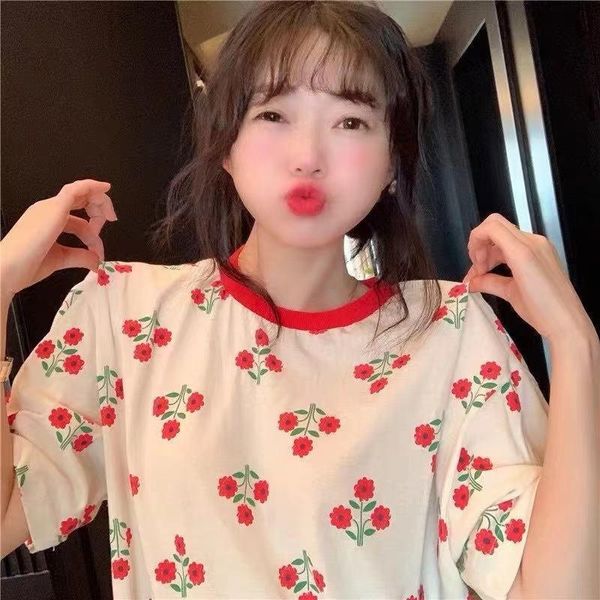 women's t-shirt xiaowang 21 spring and summer bola korea dongdamen ~ age reducing cute little red flower short sleeve, White
women's t-shirt xiaowang 21 spring and summer bola korea dongdamen ~ age reducing cute little red flower short sleeve, White