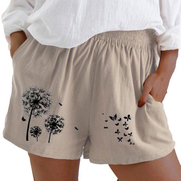 women's shorts 5 colors women casual high waist dandelion print solid color summer loose wide leg pockets, White;black
women's shorts 5 colors women casual high waist dandelion print solid color summer loose wide leg pockets, White;black