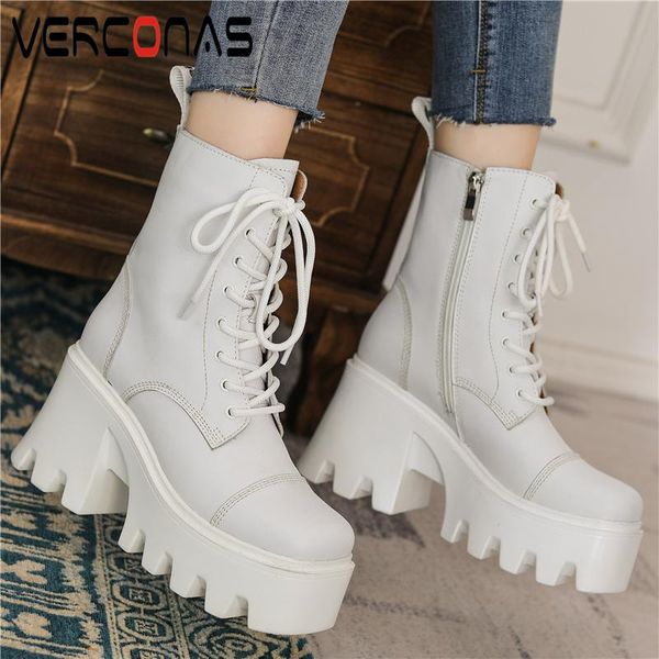 boots verconas fashion women ankle autumn cross-tied genuine leather zip shoes woman platforms super high heels motorcycle, Black
boots verconas fashion women ankle autumn cross-tied genuine leather zip shoes woman platforms super high heels motorcycle, Black