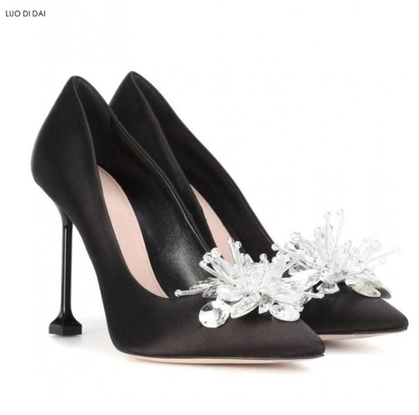 women wedding shoes thin heel party diamond stud pumps point toe satin high heels cinderella dress, Black
women wedding shoes thin heel party diamond stud pumps point toe satin high heels cinderella dress, Black