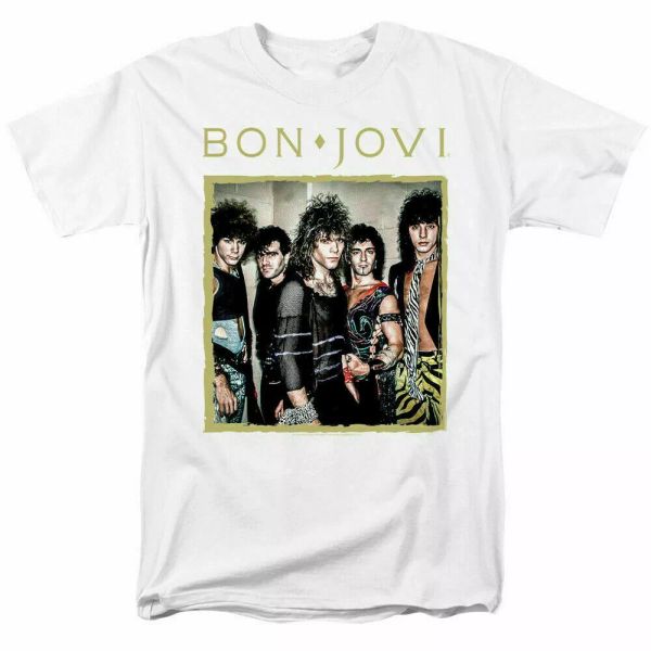 Bon Jovi Framed T Shirt Officially Licensed Rock Band Music Merchandise White, White;black