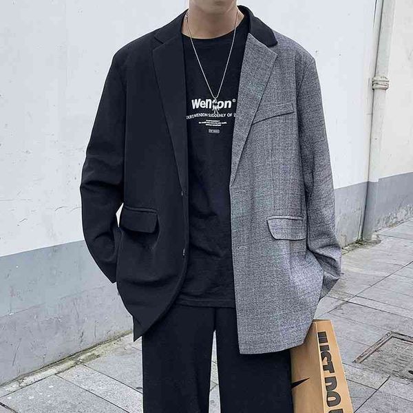 men's suits & blazers autumn korean blazer fashion contrast color business casual dress jacket men streetwear wild loose suit jack, White;black
men's suits & blazers autumn korean blazer fashion contrast color business casual dress jacket men streetwear wild loose suit jack, White;black