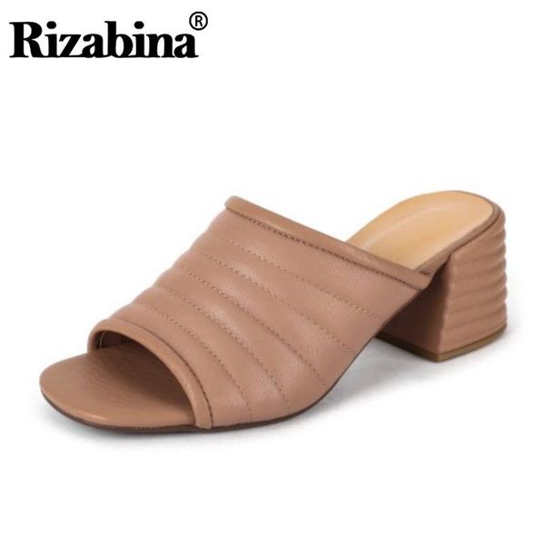 rizabina summer thick high heel shoes natural leather sandals peep toe simple slip on ladies slippers size 34-43, Black
rizabina summer thick high heel shoes natural leather sandals peep toe simple slip on ladies slippers size 34-43, Black