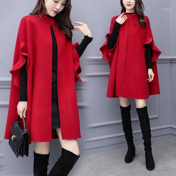 women's autumn/winter size medium-length wool coat red english a-word cloak & blends, Black
women's autumn/winter size medium-length wool coat red english a-word cloak & blends, Black