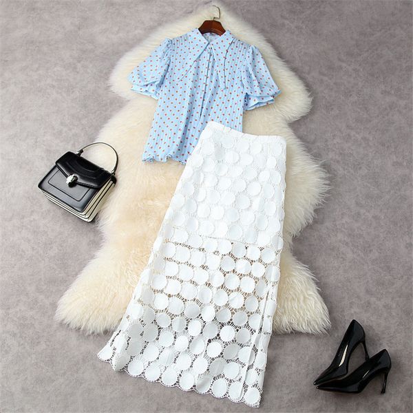 two piece dress fashion summer runway 2 female set designers print short sleeve blouse and hollow skirt suit party clothes lb2w, White
two piece dress fashion summer runway 2 female set designers print short sleeve blouse and hollow skirt suit party clothes lb2w, White
