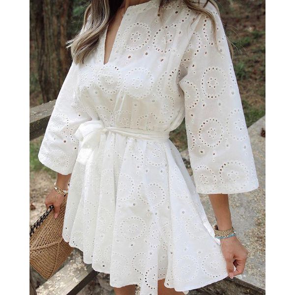casual dresses katara embroidery v neck women fashion hollow out tie belt dress elegant pleated mini female ladies, Black;gray
casual dresses katara embroidery v neck women fashion hollow out tie belt dress elegant pleated mini female ladies, Black;gray
