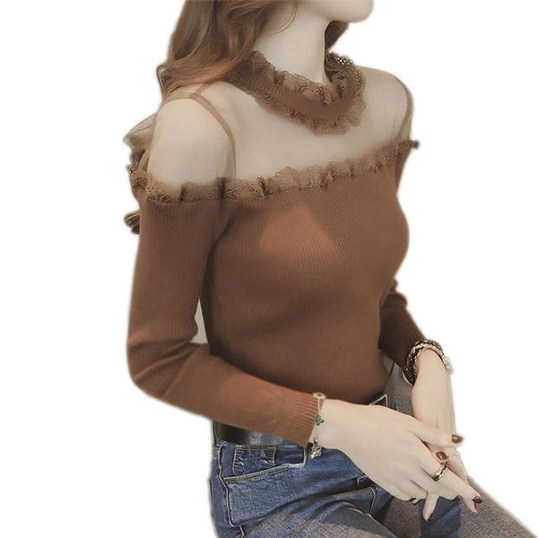women's blouses & shirts hollow out autumn spring women knitted shirt casual long sleeve lace collar patchwork blusas, White
women's blouses & shirts hollow out autumn spring women knitted shirt casual long sleeve lace collar patchwork blusas, White