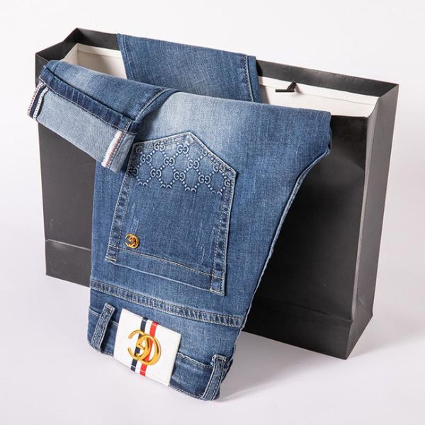 men's jeans european brand korean fashion men pants 100% cotton stretch slim fit denim trousers, Blue
men's jeans european brand korean fashion men pants 100% cotton stretch slim fit denim trousers, Blue