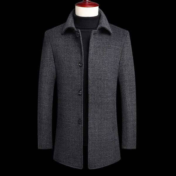 men's wool & blends mid-length business woolen coats thicken warm overcoat casual autumn winter windbreaker+ removable duck down liner, Black
men's wool & blends mid-length business woolen coats thicken warm overcoat casual autumn winter windbreaker+ removable duck down liner, Black