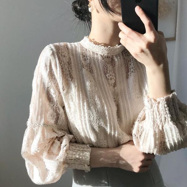 women's t-shirt korean elegant woman long sleeve lace fashion mesh sweet solid o-neck women clothing casual t shirt, White
women's t-shirt korean elegant woman long sleeve lace fashion mesh sweet solid o-neck women clothing casual t shirt, White