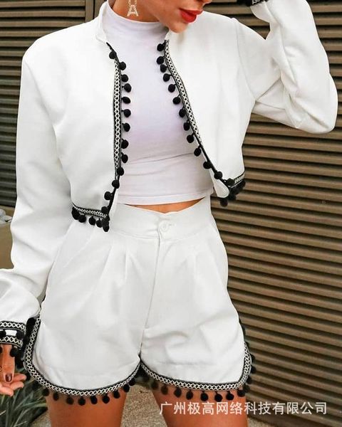 women's tracksuits long-sleeved webbing decoration shorts jacket suit 2021 summer, Gray
women's tracksuits long-sleeved webbing decoration shorts jacket suit 2021 summer, Gray
