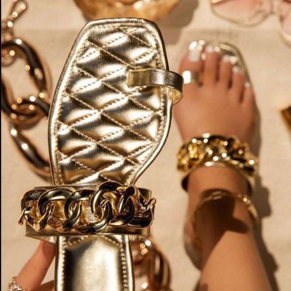 slippers women fashion metal decoration flat sandals square toe solid color casual comfort flip flops summer outdoor daily shoes, Black
slippers women fashion metal decoration flat sandals square toe solid color casual comfort flip flops summer outdoor daily shoes, Black