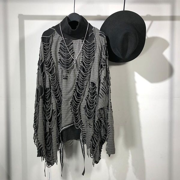men's t-shirts long sleeve t-shirt autumn/winter product high collar irregular asymmetrical loose hole personality design, White;black
men's t-shirts long sleeve t-shirt autumn/winter product high collar irregular asymmetrical loose hole personality design, White;black