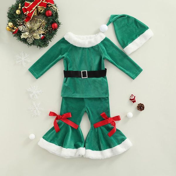 clothing sets toddler baby girl christmas clothes velvet long sleeve pullover flare pants with hat belt 4pcs outfits xmas, White
clothing sets toddler baby girl christmas clothes velvet long sleeve pullover flare pants with hat belt 4pcs outfits xmas, White
