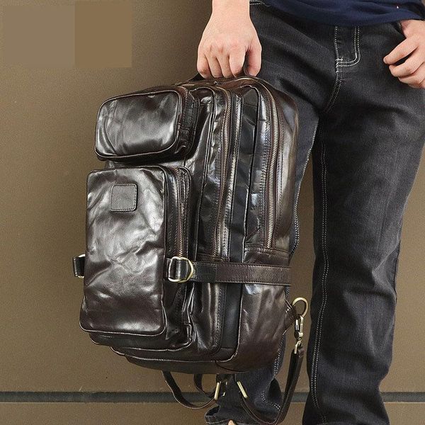 backpack men's summer leather bag long section thick double zipper shoulder large men layer computer mochila
backpack men's summer leather bag long section thick double zipper shoulder large men layer computer mochila