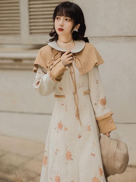women's wool & blends french retro cloak coat windbreaker woolen fashion dress female autumn and winter thick gentle wind long overcoat, Black
women's wool & blends french retro cloak coat windbreaker woolen fashion dress female autumn and winter thick gentle wind long overcoat, Black