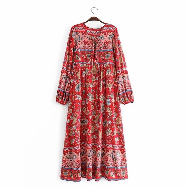 women bohemian red midi dress spring autumn floral printed long sleeve pleated party chic o-neck femme vestidos 210521, Black;gray
women bohemian red midi dress spring autumn floral printed long sleeve pleated party chic o-neck femme vestidos 210521, Black;gray