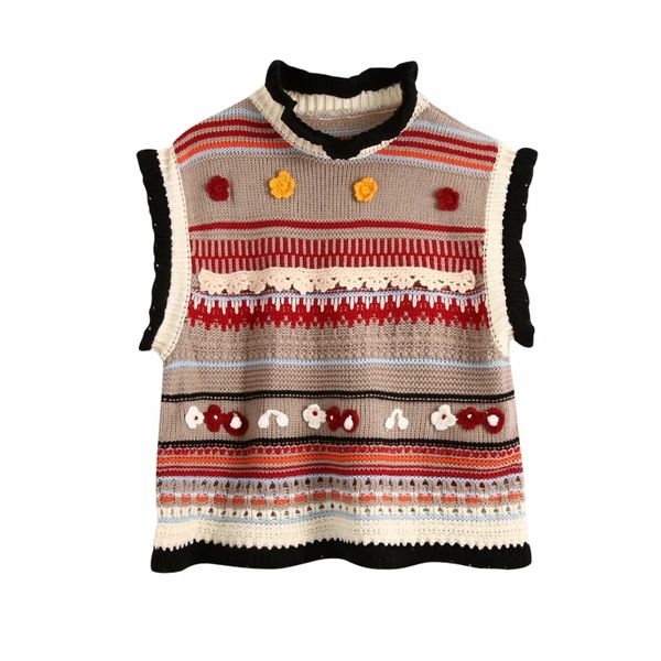 women flower appliques color crochet knitting sweater casual femme sleeveless pullover high street lady loose sw900 210430, Black;white
women flower appliques color crochet knitting sweater casual femme sleeveless pullover high street lady loose sw900 210430, Black;white