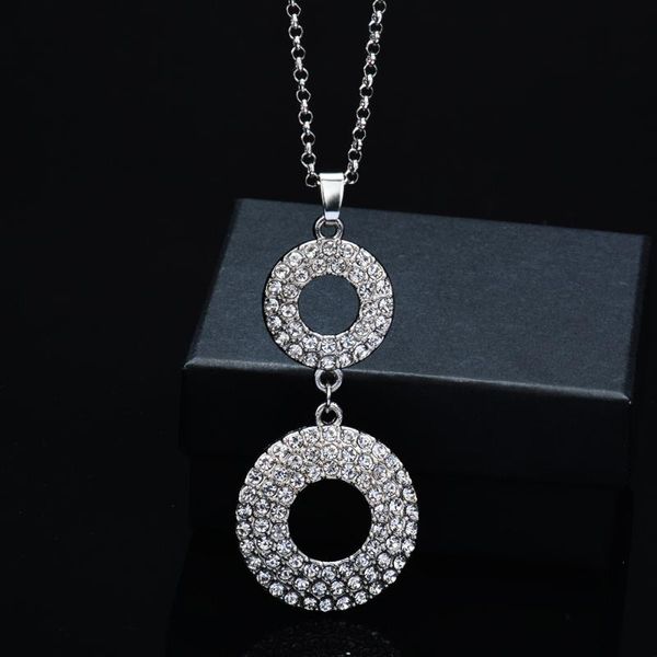 chains fashion creative double ring necklace women's exquisite fully inlaid zircon pendant party birthday jewelry accessories gift, Silver
chains fashion creative double ring necklace women's exquisite fully inlaid zircon pendant party birthday jewelry accessories gift, Silver