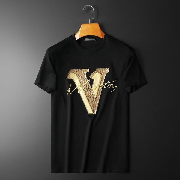 fashion t shirts casual sequin round neck short sleeve men's double mercerized cotton high end atmosphere 2021 summer, White;black
fashion t shirts casual sequin round neck short sleeve men's double mercerized cotton high end atmosphere 2021 summer, White;black