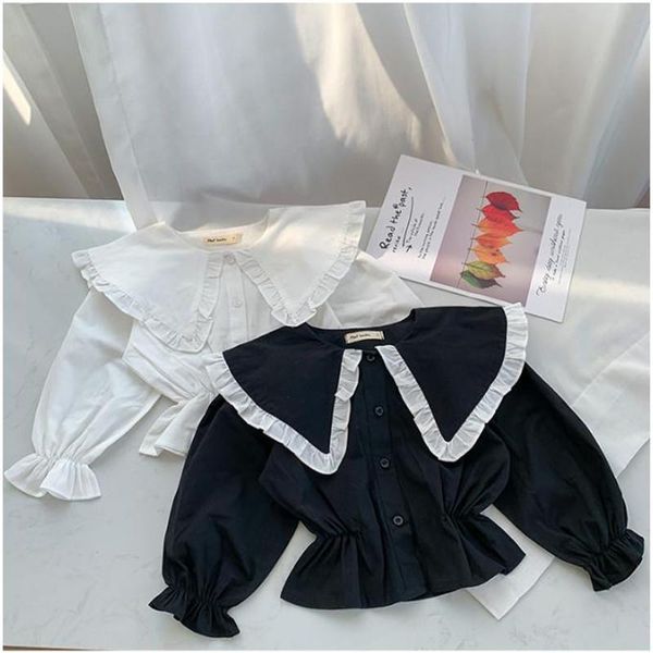 new spring baby girl pure cotton shirt with ruffle collar long-sleeved korean version of children's clothes pure color children, White;black
new spring baby girl pure cotton shirt with ruffle collar long-sleeved korean version of children's clothes pure color children, White;black
