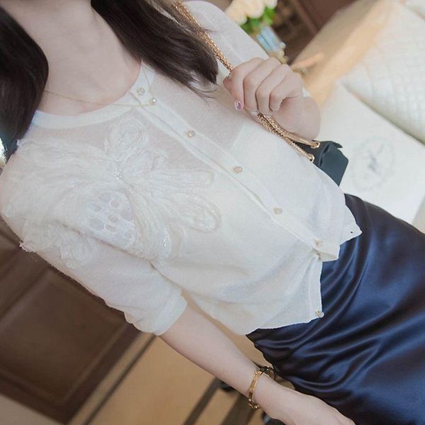 women's knits & tees ice silk thin button knitting 2021 beautiful round neck fashion summer ladies style elegant korean commuter loose, White
women's knits & tees ice silk thin button knitting 2021 beautiful round neck fashion summer ladies style elegant korean commuter loose, White