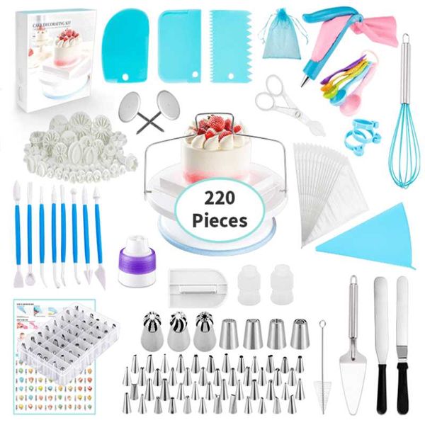 baking & pastry tools 220 pieces/set cake turntable decoration tool kit pipe nozzle bag set supplies
baking & pastry tools 220 pieces/set cake turntable decoration tool kit pipe nozzle bag set supplies