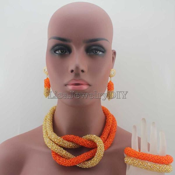 earrings & necklace exclusive crystal beads braid african costume jewelry sets orange women nigerian wedding hd7792, Silver
earrings & necklace exclusive crystal beads braid african costume jewelry sets orange women nigerian wedding hd7792, Silver