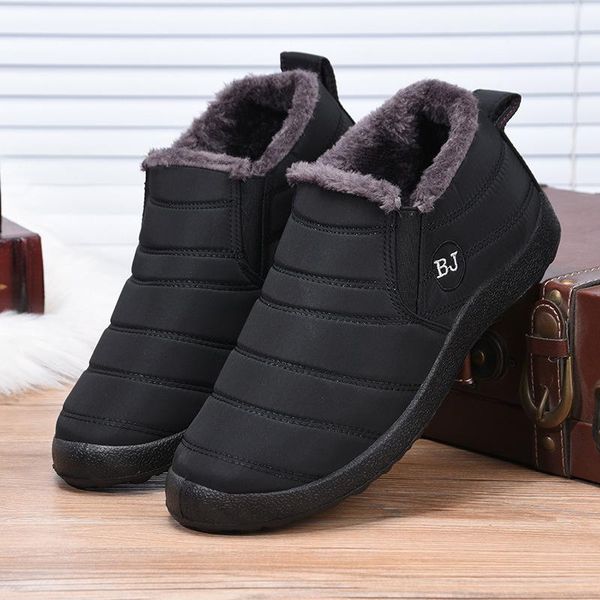 boots men winter shoes warm fur snow plush inside waterproof anti skid bottom black 695
boots men winter shoes warm fur snow plush inside waterproof anti skid bottom black 695