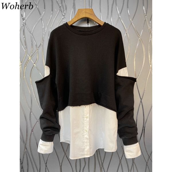 fake two pieces shirt sweatshirt women korean chic fashion female spring casual all match hollow out hoodies 210417, White
fake two pieces shirt sweatshirt women korean chic fashion female spring casual all match hollow out hoodies 210417, White