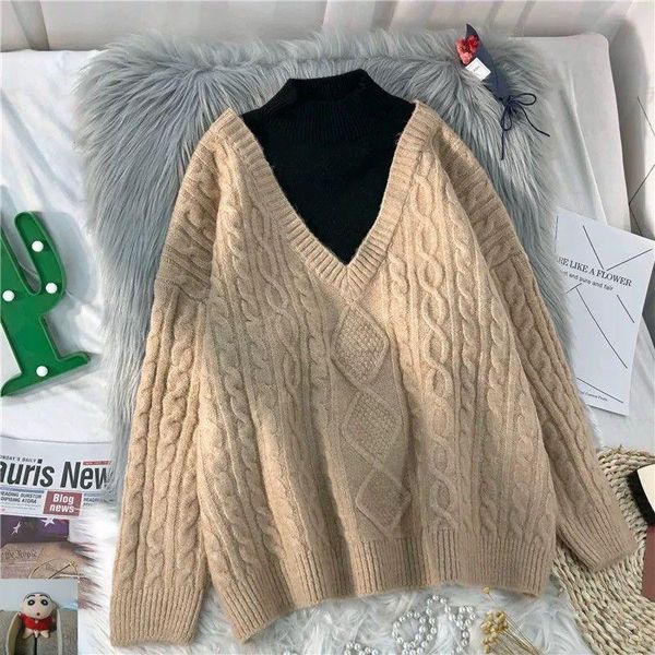 women's sweaters half high collar sweater retro twist hedging female autumn and winter outer wear 2021 korean loose knit shirt lazy win, White;black
women's sweaters half high collar sweater retro twist hedging female autumn and winter outer wear 2021 korean loose knit shirt lazy win, White;black
