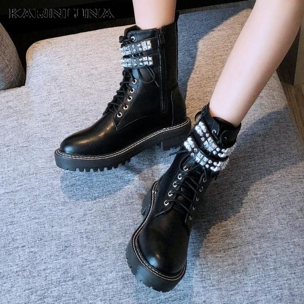 boots 2021 arrivals women ankle square heels round toe zip solid platform metal deoration autumn, Black
boots 2021 arrivals women ankle square heels round toe zip solid platform metal deoration autumn, Black
