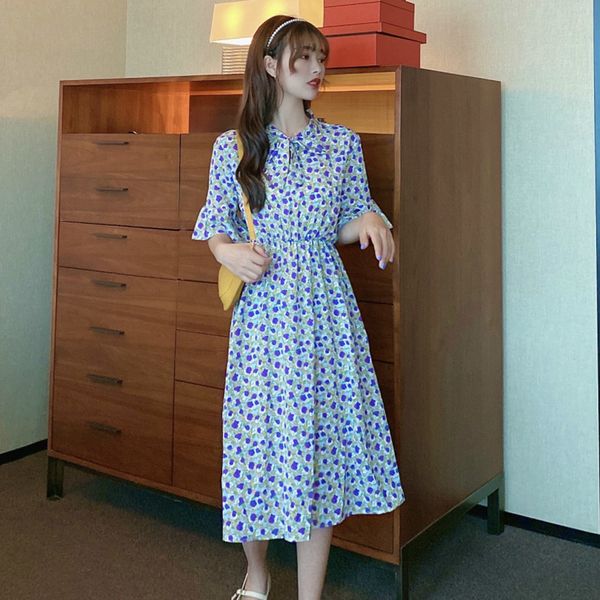 summer women chiffon dress short sleeve female vintage printed floral elastic waist loose casual dresses a-line vestidos 210423, Black;gray
summer women chiffon dress short sleeve female vintage printed floral elastic waist loose casual dresses a-line vestidos 210423, Black;gray