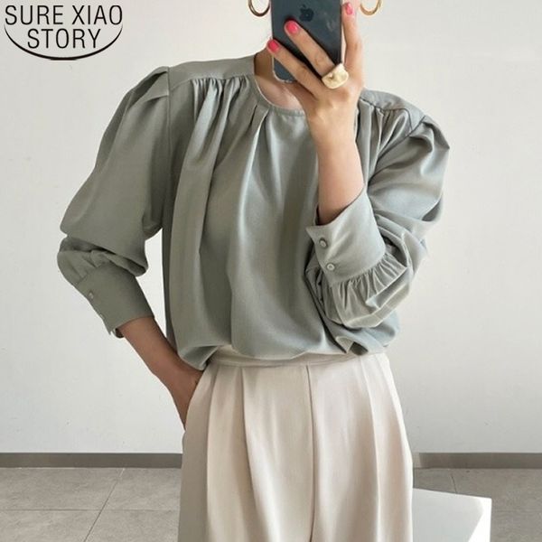 green plus size loose clothing causal women solid fashion round collar spring long sleeve shirt vintage blouse 13353 210417, White
green plus size loose clothing causal women solid fashion round collar spring long sleeve shirt vintage blouse 13353 210417, White