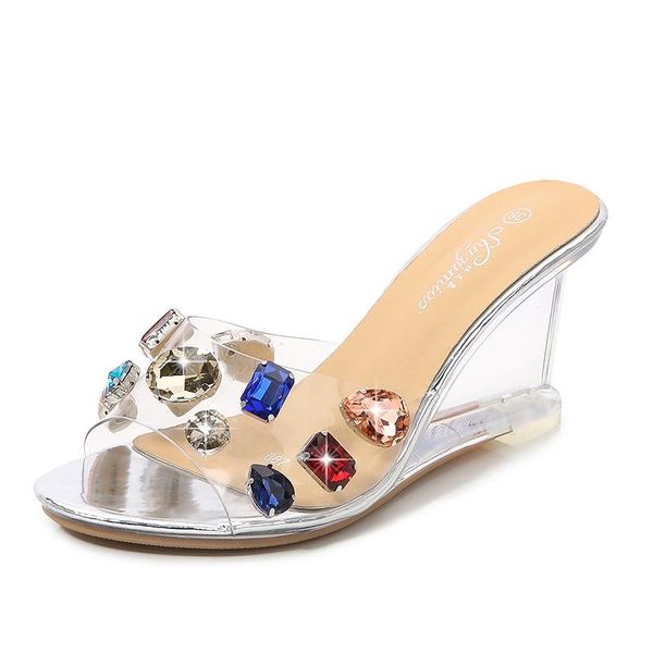 slippers rhinestone clear crystal slides stripper 6 cm 8 wedges heels women's shoes nightclub model show summer 2021, Black
slippers rhinestone clear crystal slides stripper 6 cm 8 wedges heels women's shoes nightclub model show summer 2021, Black