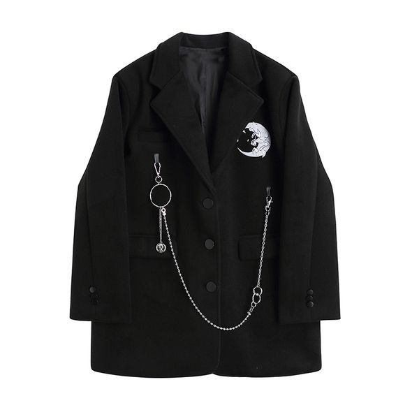 vintage goth women punk gothic black blazer harajuku streetwear metal chain patchwork suit loose autumn winter outwear 210417, White;black
vintage goth women punk gothic black blazer harajuku streetwear metal chain patchwork suit loose autumn winter outwear 210417, White;black