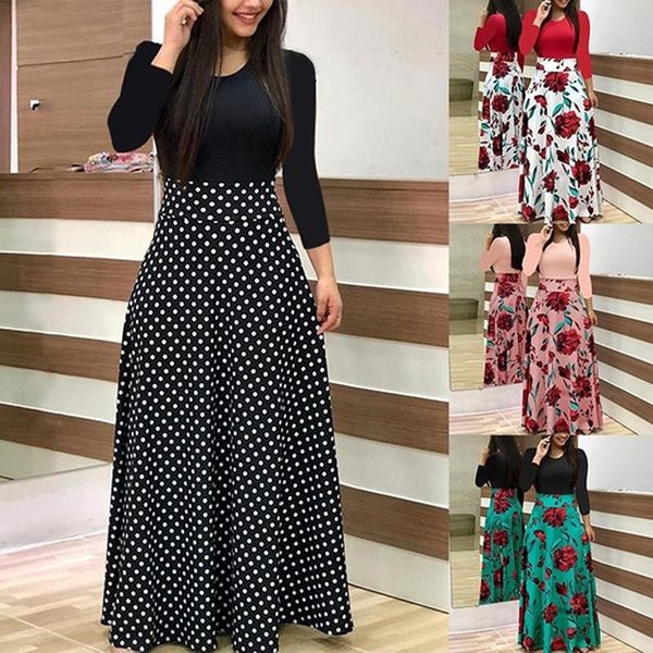 plus size long maxi dress elegant print party polka dot women spring sleeve ladies big 3xl casual dresses, Black;gray
plus size long maxi dress elegant print party polka dot women spring sleeve ladies big 3xl casual dresses, Black;gray