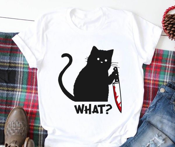 black cat what halloween print men t shirt cotton funny for yong girl street tee a 1062, White;black
black cat what halloween print men t shirt cotton funny for yong girl street tee a 1062, White;black