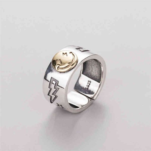 band sole memory happy smiley face lightning large retro golden gothic 925 sterling silver female resizable opening rings sri544
band sole memory happy smiley face lightning large retro golden gothic 925 sterling silver female resizable opening rings sri544