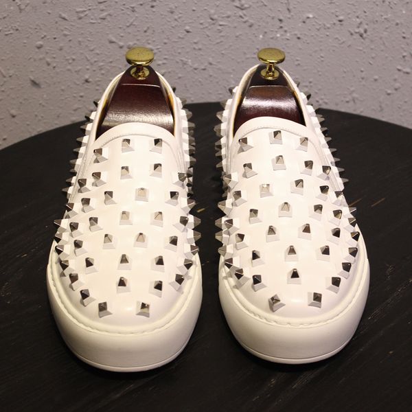 handmade silver rivets stud loafers for men white thick heel moccasins hombre driving boats flats shoes, Black
handmade silver rivets stud loafers for men white thick heel moccasins hombre driving boats flats shoes, Black