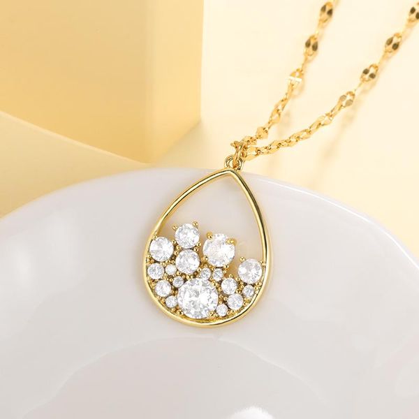 pendant necklaces gold color hollow drop-shaped necklace shiny zircon crystal for women wedding fashion jewelry christmas gifts, Silver
pendant necklaces gold color hollow drop-shaped necklace shiny zircon crystal for women wedding fashion jewelry christmas gifts, Silver