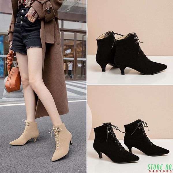 fashion lace up ankle boots for women 2021 casual pointed toe low heels women's short shoes lady large size 45, Black
fashion lace up ankle boots for women 2021 casual pointed toe low heels women's short shoes lady large size 45, Black