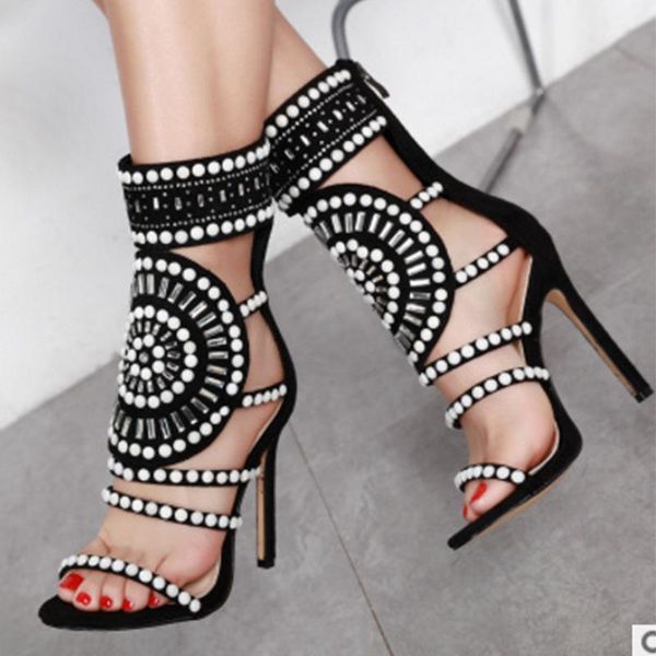 sandals women gladiator shoes hollow out white string bead high heels summer party dress buckles pumps size 35-42, Black
sandals women gladiator shoes hollow out white string bead high heels summer party dress buckles pumps size 35-42, Black