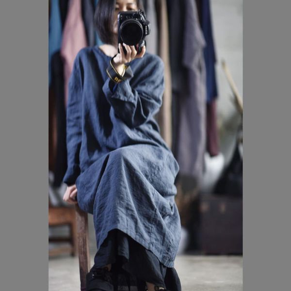 casual dresses women dress o neck long sleeve 2021 autumn spring pullover fashion solid color robe for ramie, Black;gray
casual dresses women dress o neck long sleeve 2021 autumn spring pullover fashion solid color robe for ramie, Black;gray