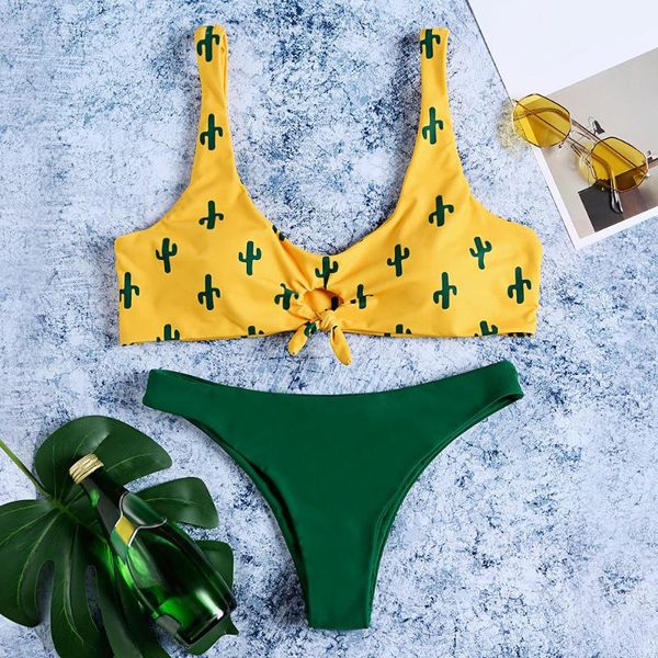 women's swimwear scoop neck padded backless cacti print low waist two-piece women bikini set swimsuit swimming suit, White;black
women's swimwear scoop neck padded backless cacti print low waist two-piece women bikini set swimsuit swimming suit, White;black