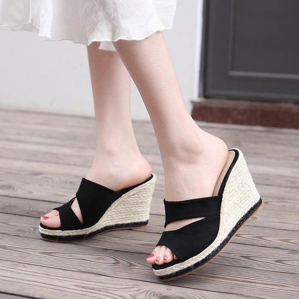 sandals 2021 sell wedge sandal women's summer shoes natural jute woven platform high heel slippers heighten casual, Black
sandals 2021 sell wedge sandal women's summer shoes natural jute woven platform high heel slippers heighten casual, Black