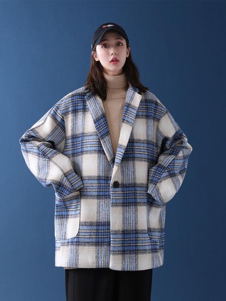 women's wool & blends coat 2021 autumn and winter wild plaid suit woolen jacket women, Black
women's wool & blends coat 2021 autumn and winter wild plaid suit woolen jacket women, Black