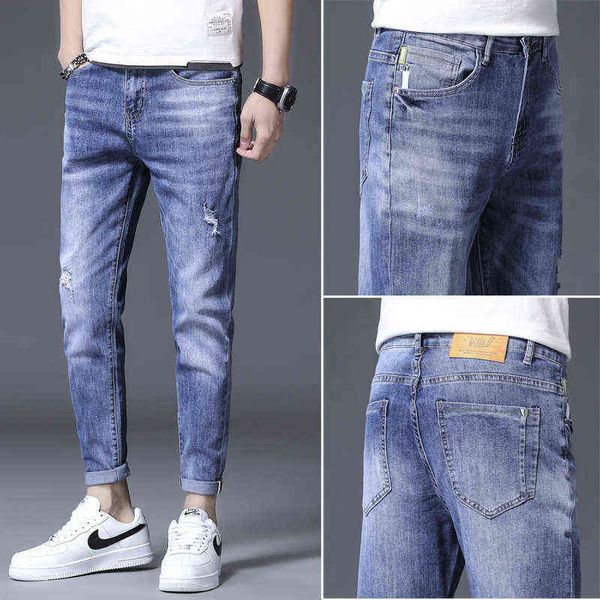 men's jeans 2021 summer jeans hol small feet slim fit elastic casual korean men's s fashion, Blue
men's jeans 2021 summer jeans hol small feet slim fit elastic casual korean men's s fashion, Blue