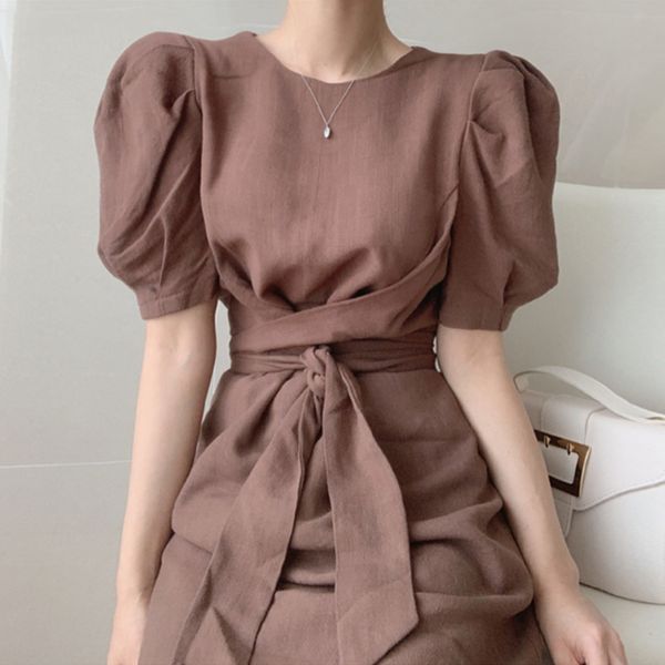 women apricot vintage bandage long dress round neck short puffsleeve loose fit fashion spring summer 2f0530 210510, Black;gray
women apricot vintage bandage long dress round neck short puffsleeve loose fit fashion spring summer 2f0530 210510, Black;gray